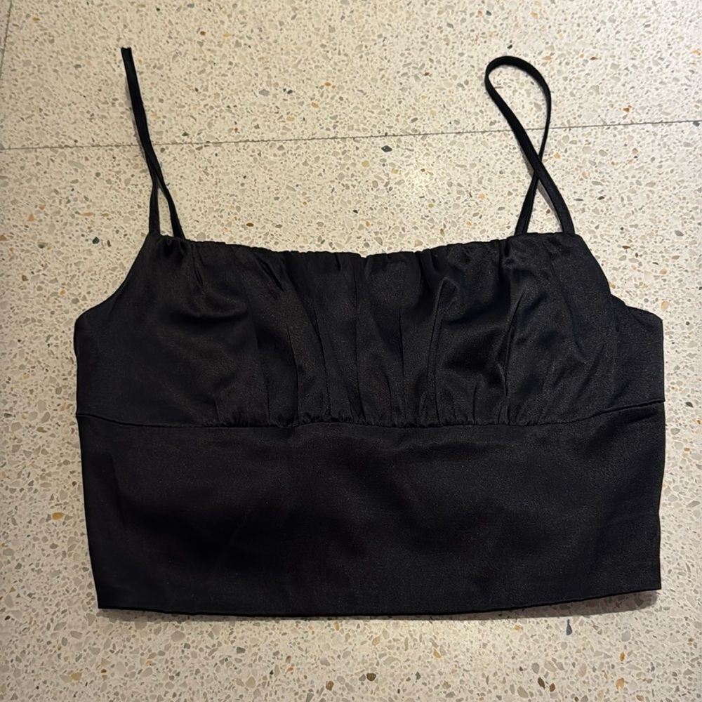 Glassons Ruched Satin Cami in Black